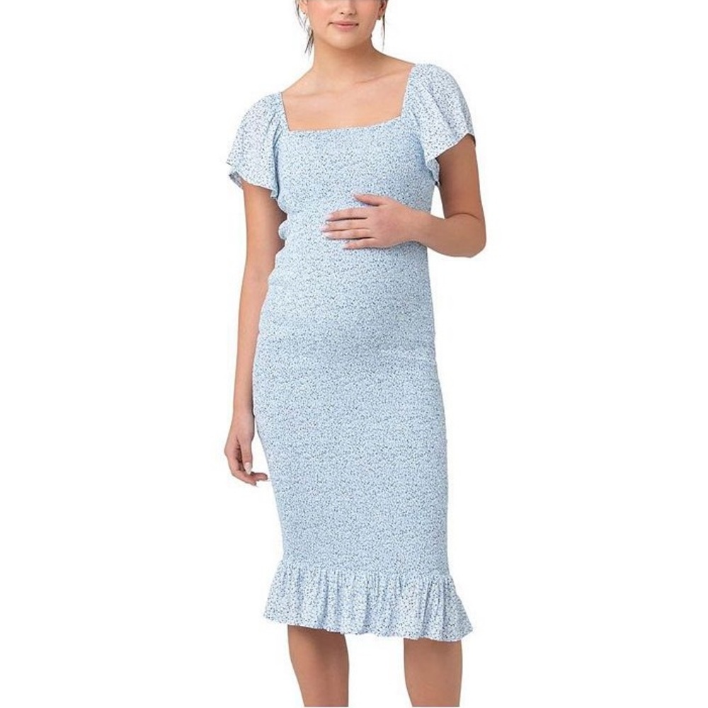 Ripe Maternity blue Selma maternity baby shower dress